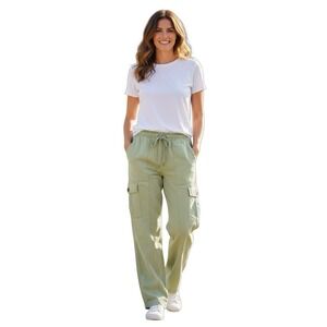 7 For All Mankind Women Utility Cargo Pants Sage Green Cotton‎ Drawstring Small